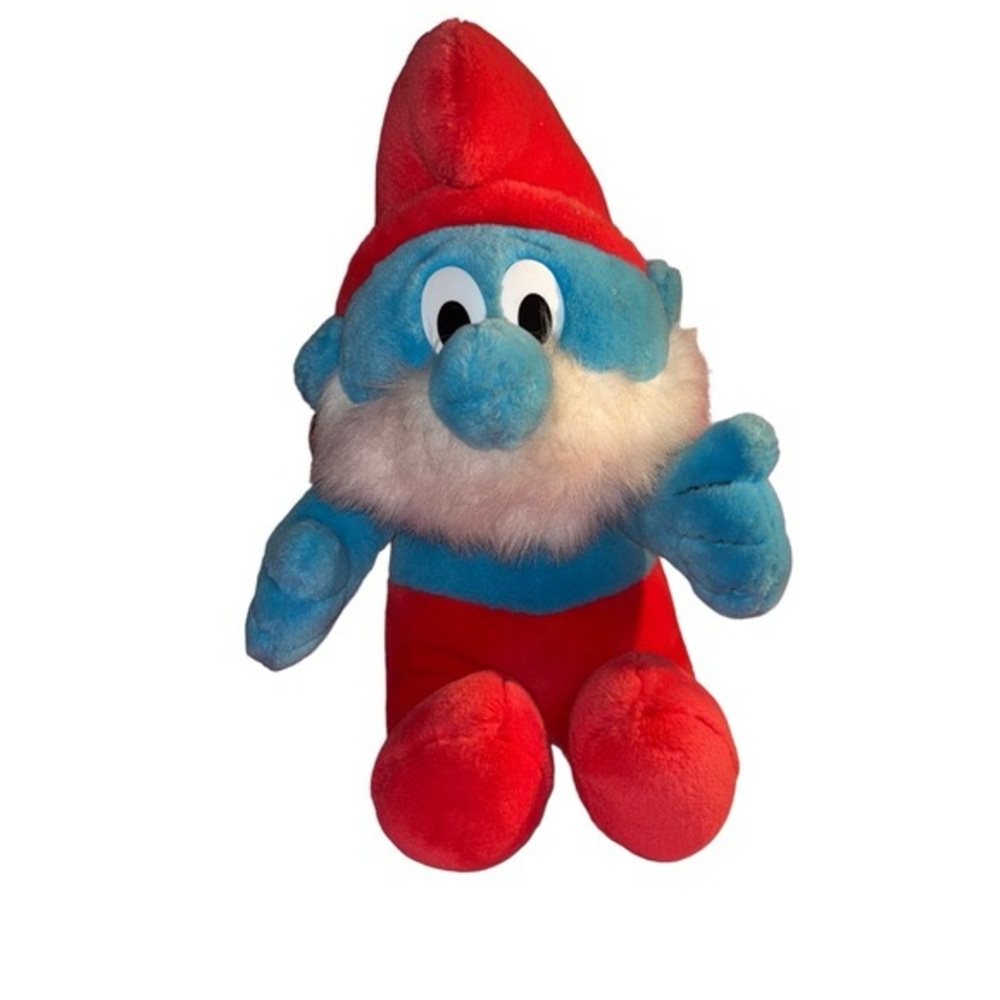 Papa Smurf Vintage 1996 Toy Island Plush Stuffed Animal Talks The Smurfs